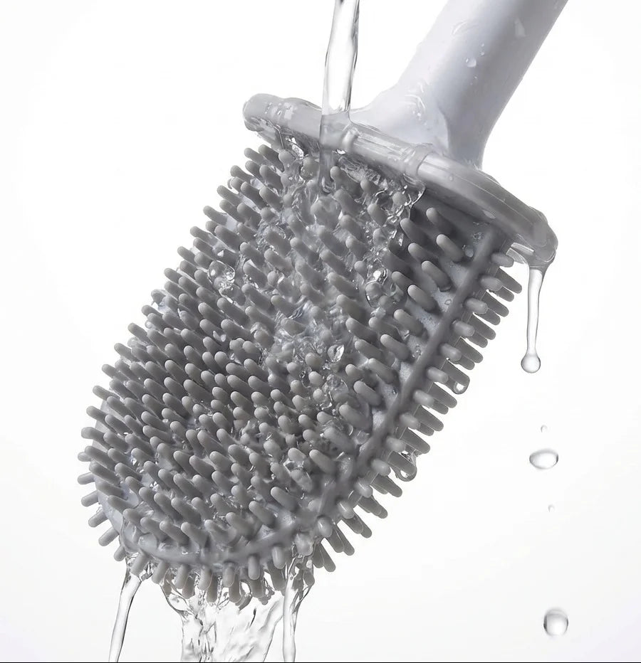 Brosse WC silicone se rinçant facilement sous l’eau – matière hygiénique et anti-bactérienne